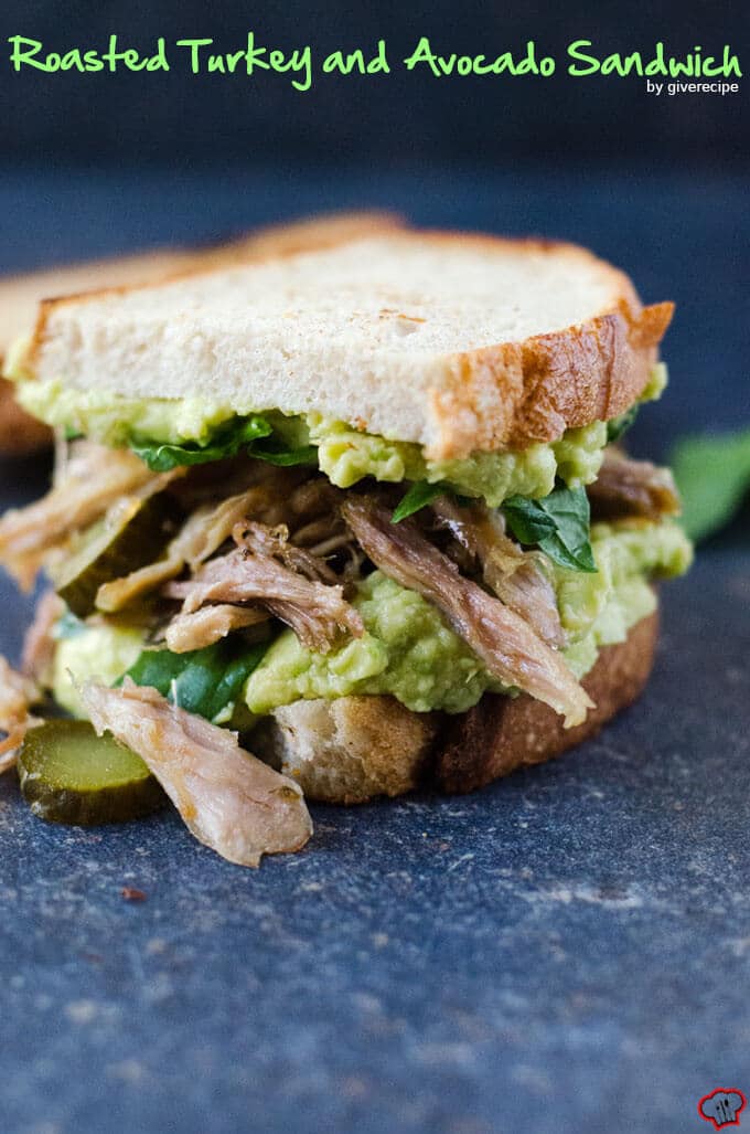 Roasted Turkey and Avocado Sandwich | giverecipe.com | #leftoverturkey #avocado