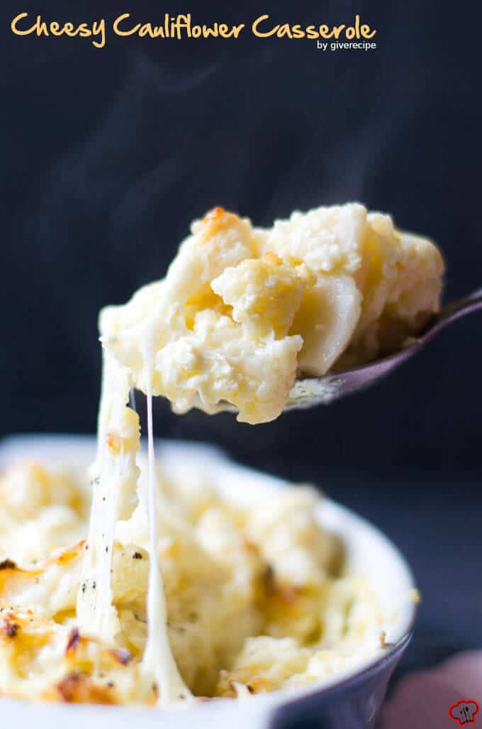 Cheesy Cauliflower Casserole in a baking pan