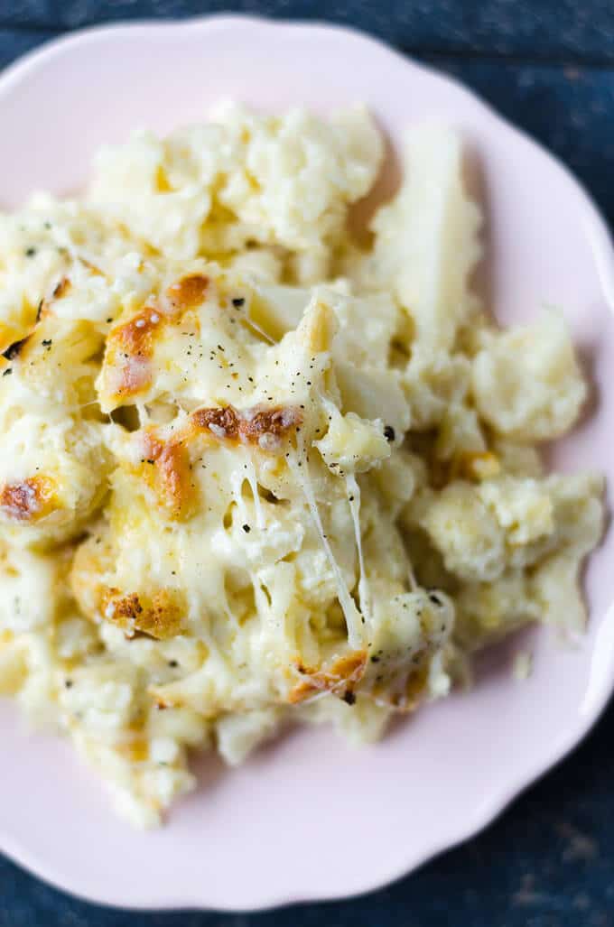 Cheesy cauliflower bake on a plate