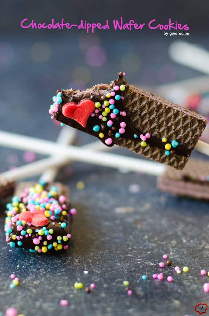 Chocolate Dipped Wafer Cookies |giverecipe.com | #wafers #valentine's