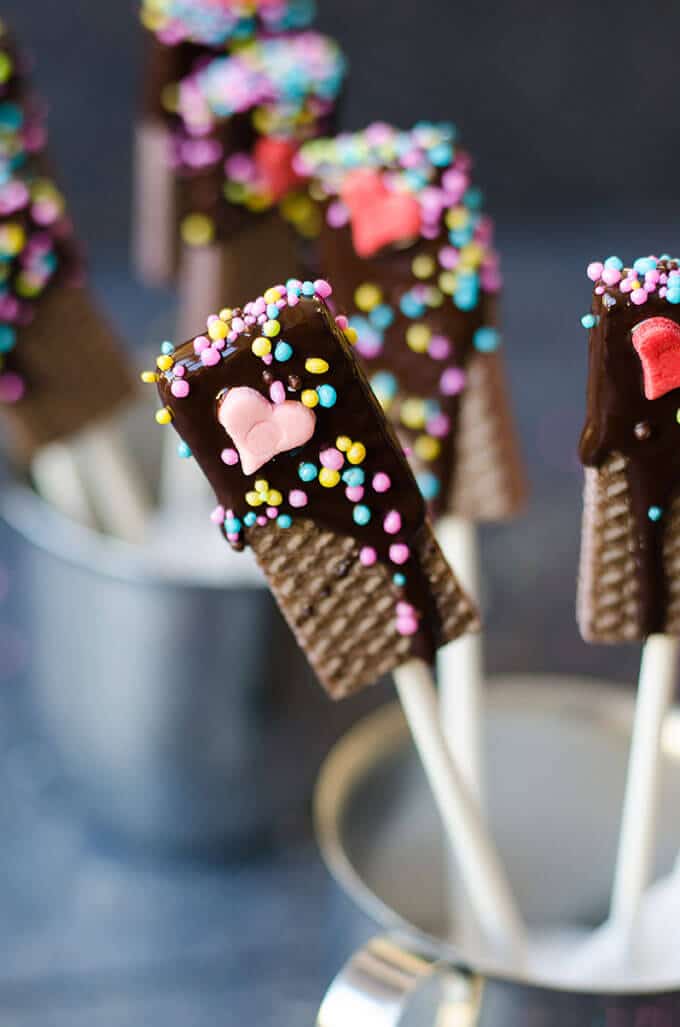 Chocolate Dipped Wafer Cookies |giverecipe.com | #wafers #valentine's