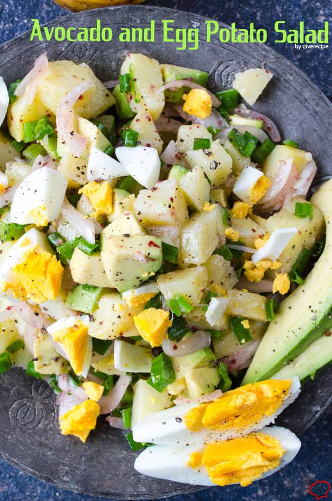 Avocado and Egg Potato Salad | giverecipe.com | #potato #avocado