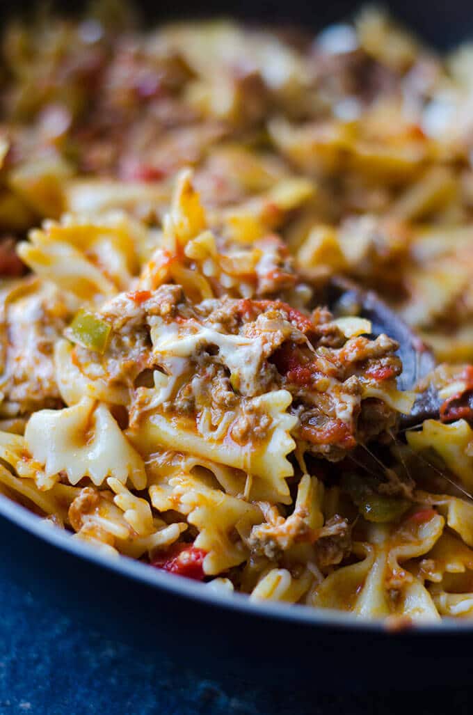 Pasta with Cheese and Meat Sauce | giverecipe.com | #pasta #comforting