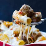 Cheesy Meatball Pasta Casserole | giverecipe.com | #pasta #casserole