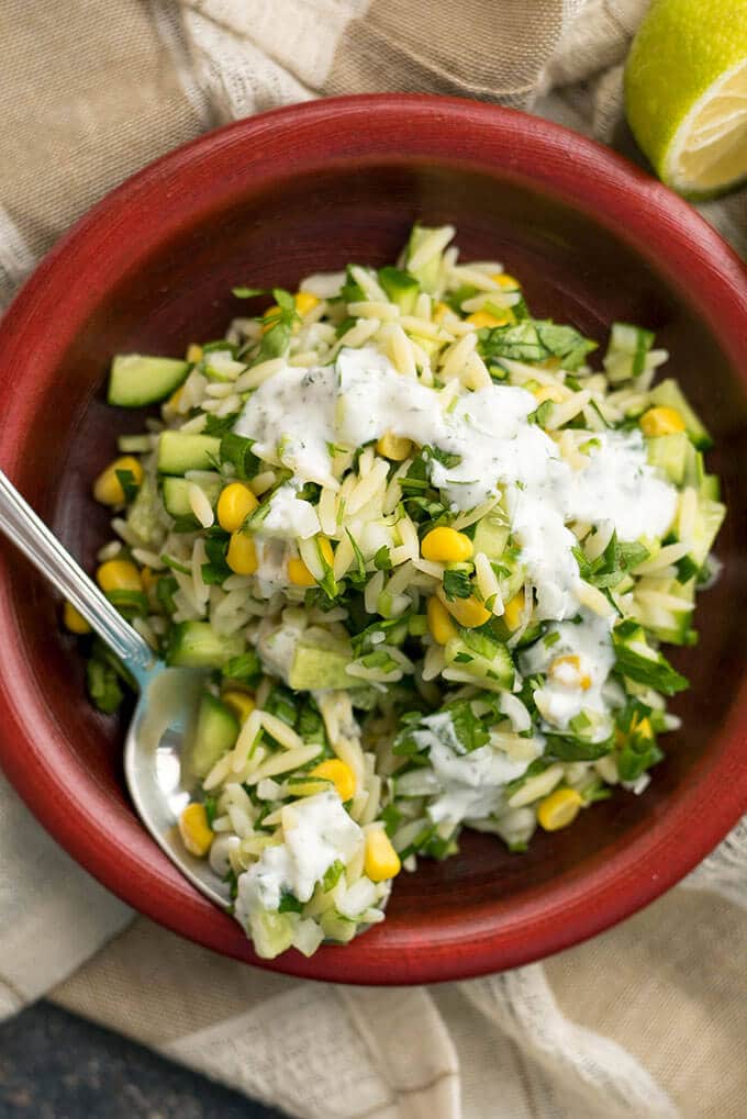 Cucumber Lemon Orzo Salad makes a wonderful light lunch or side dish for barbecue parties. - giverecipe.com