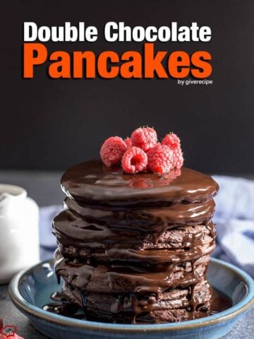 Double Chocolate Pancakes are very close to your favorite chocolate cake. Much easier and quicker! - giverecipe.com