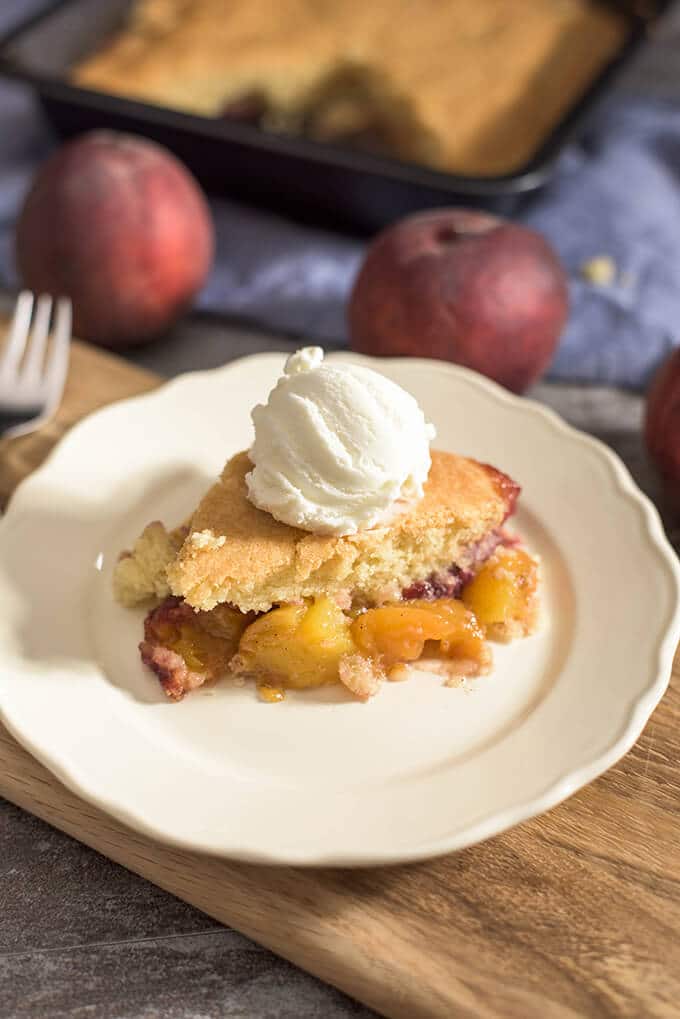 Fresh peaches and easy homemade crust make this yummy Old Fashioned Peach Cobbler. There will be no leftovers when served warm with vanilla ice cream!