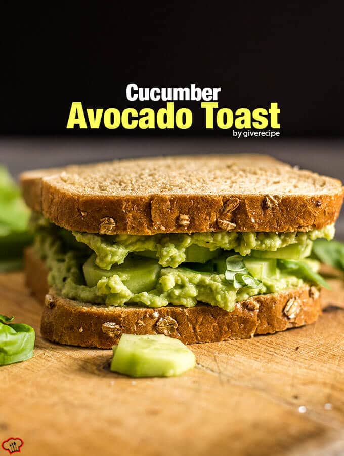 Make this Cucumber Avocado Toast whenever you need quick, easy yet tasty and healthy lunch. This has become my favorite summer sandwich! Vegan too. - giverecipe.com