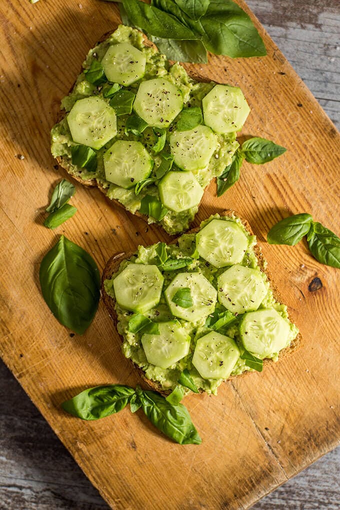 Make this Cucumber Avocado Toast whenever you need quick, easy yet tasty and healthy lunch. This has become my favorite summer sandwich! Vegan too. - giverecipe.com