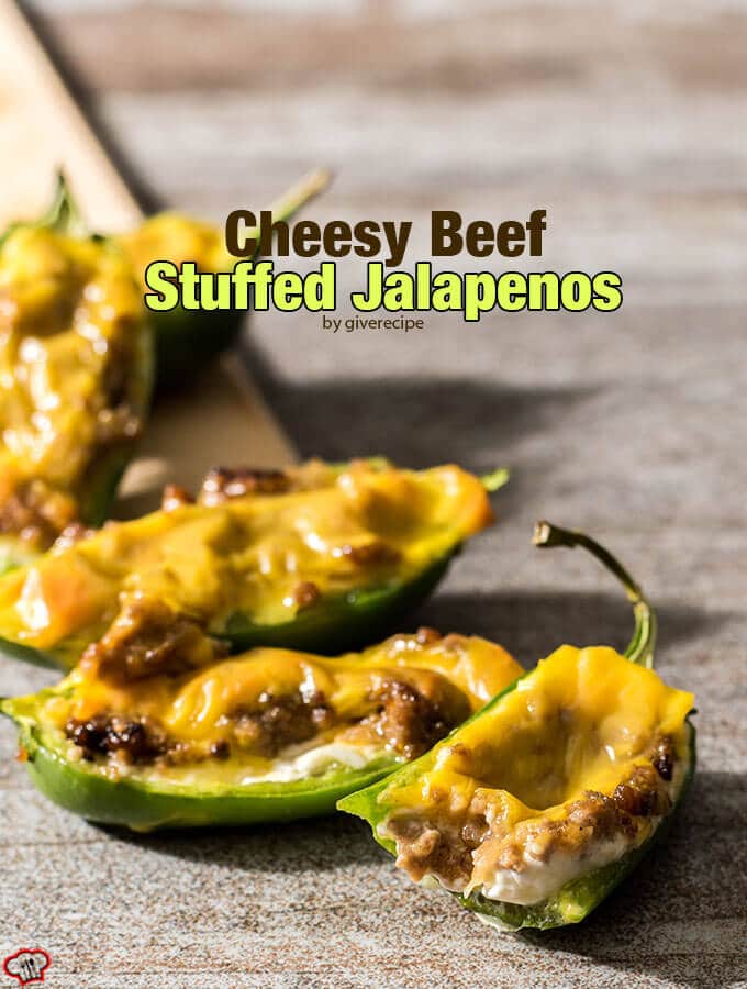 Jalapenos stuffed with cream cheese, beef and cheddar. These are FINGER LICKING GOOD! The best thing I've paired with beer so far indeed. - giverecipe.com