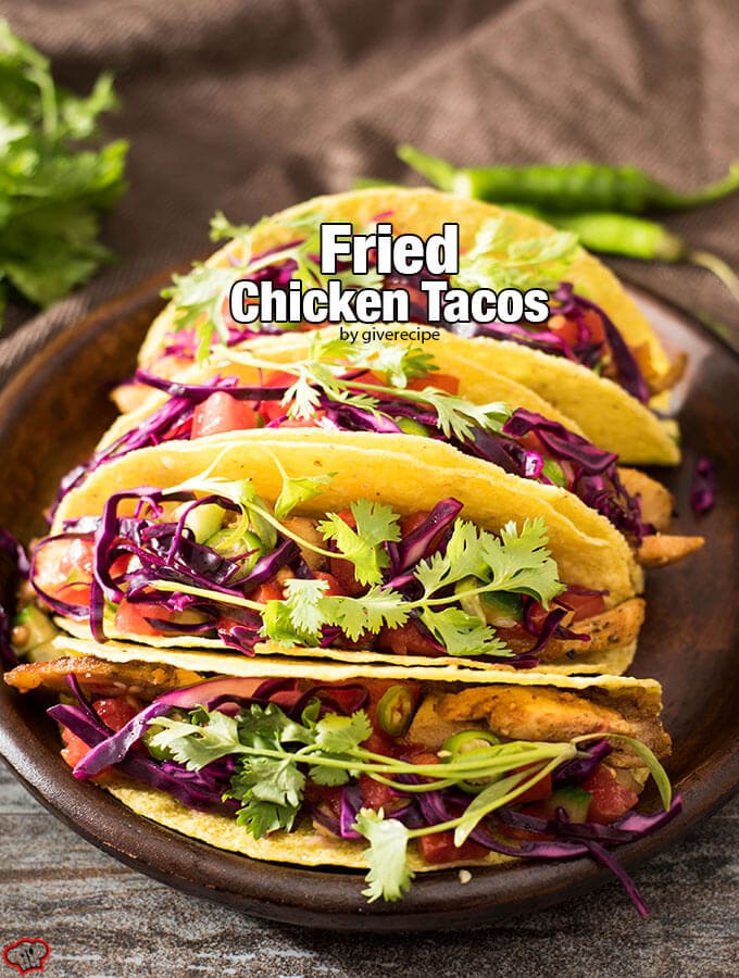 Fried Chicken Tacos. Super easy and tasty weeknight dinner ready in less than 30 minutes. 