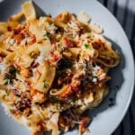 Fettucine with Salmon and Tomatoes can easily elevate any boring weeknight dinner. This is definitely a recipe your family asks for very often, if not every day.