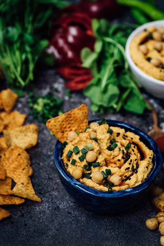 Spicy Pumpkin Hummus is a perfect appetizer for your fall parties. I can proudly say that this is the best hummus I’ve ever made. We love the subtle pumpkin taste in our regular hummus. Plus it has got a super food that nobody can notice. (VIDEO)