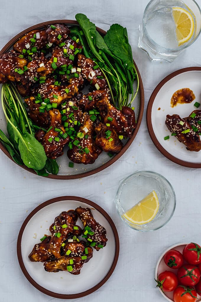 Sticky Baked Chicken Wings are so addictive with their sweet, tangy and spicy sauce. It’s so hard to stop eating these when they are double-dipped into the sauce.