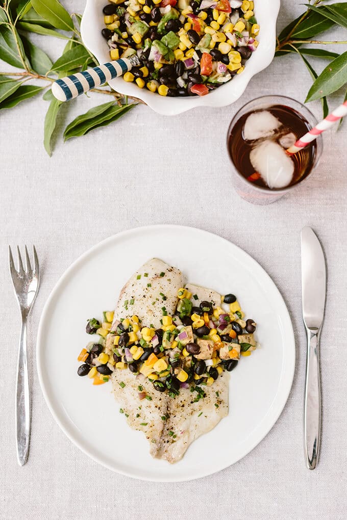 Healthy Baked Tilapia with Black Bean Salsa is a flavorful, quick and effortless recipe that is perfect both for busy weeknights and for summer occasions. #ad
