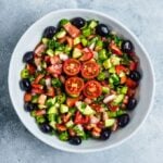 Turkish shepherd salad recipe with summer tomatoes, cucumbers and onions