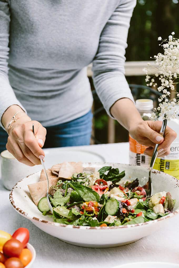 Greek Yogurt Chicken Salad is a refreshing, satisfying and kid friendly meal for summer weeknights. It’s super easy to make! #sponsored