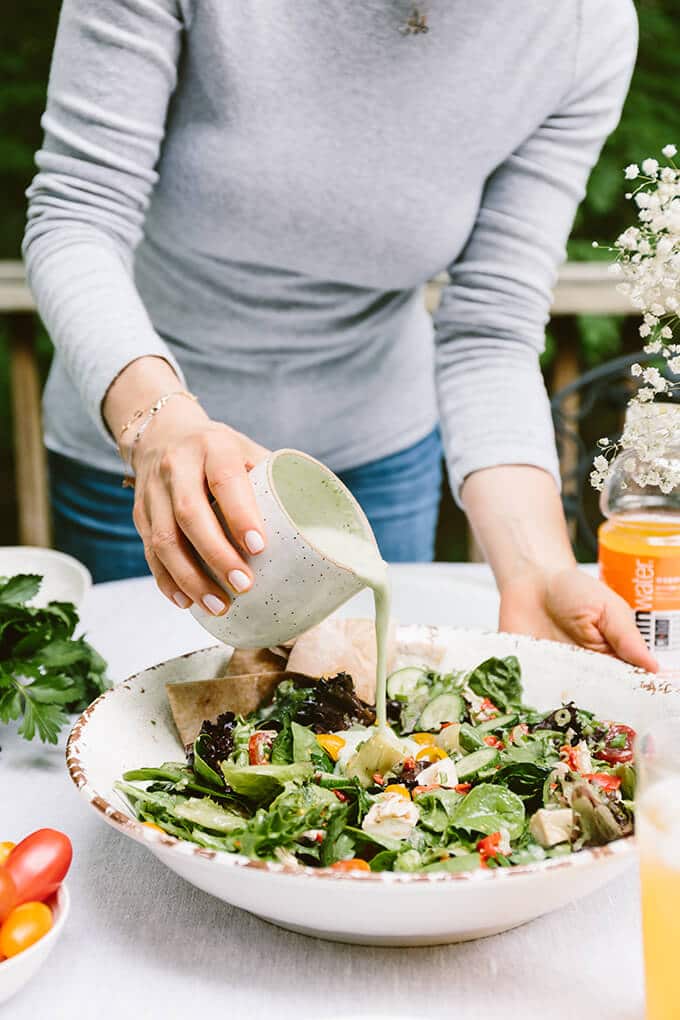 Greek Yogurt Chicken Salad is a refreshing, satisfying and kid friendly meal for summer weeknights. It’s super easy to make! #sponsored