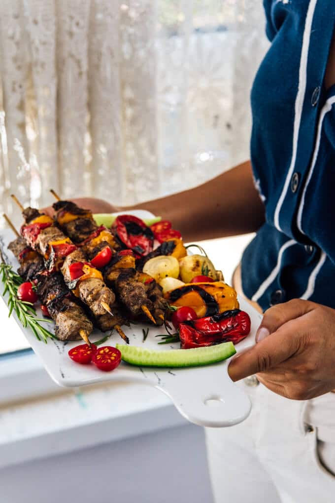 This Lamb Shish Kabob Recipe is a big hit on special occasions. The kabob is tender and juicy thanks to an easy yogurt marinade. Fancy yet simple and easy! Perfect for weeknight dinners too!