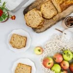 Apple Cinnamon Bread is a not-too-sweet bread that is loaded with apple chunks and flavored with fall spices. Our house smells mesmerizing when it’s baking.