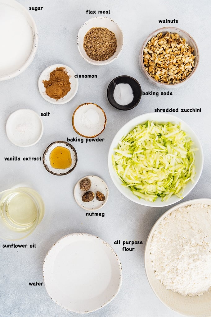 Vegan zucchini bread ingredients