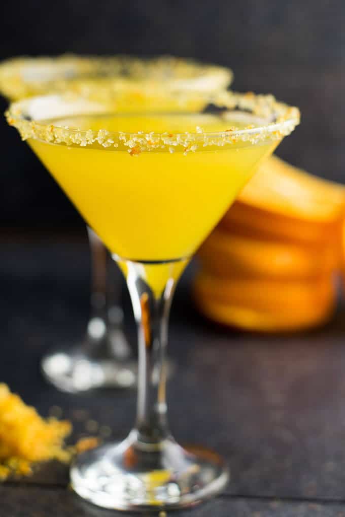 Orange vodka martini for game day drinks