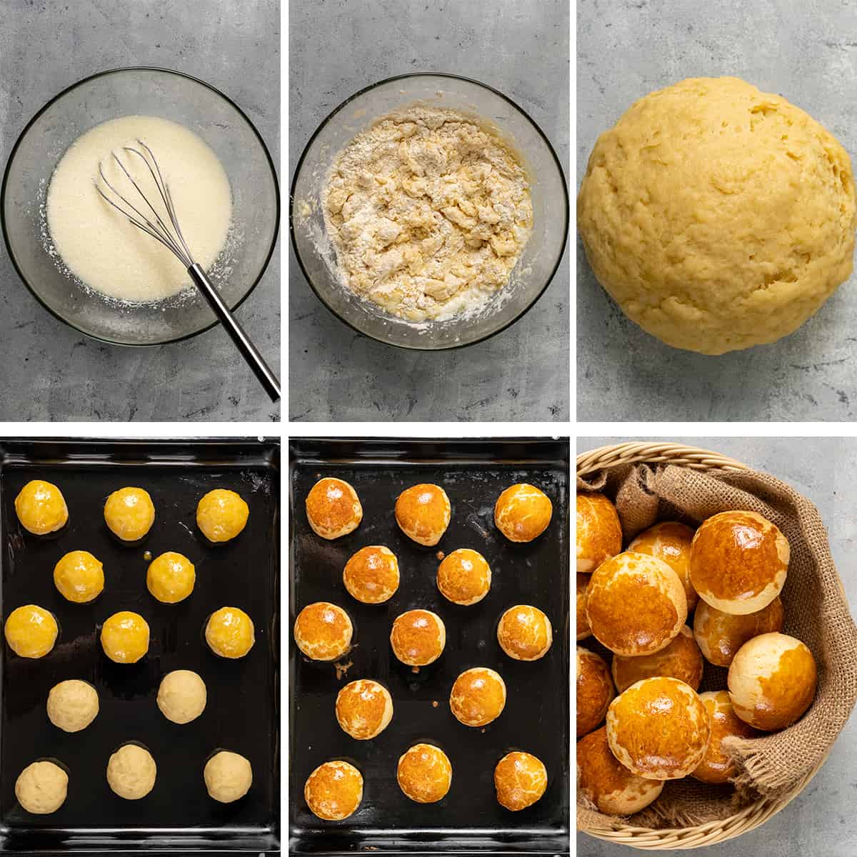 A collage of pictures showing how to make dinner rolls.