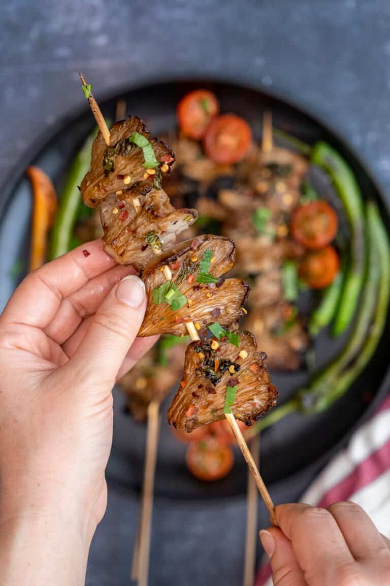 Grilled Oyster Mushrooms Kebab (Vegan) Give Recipe