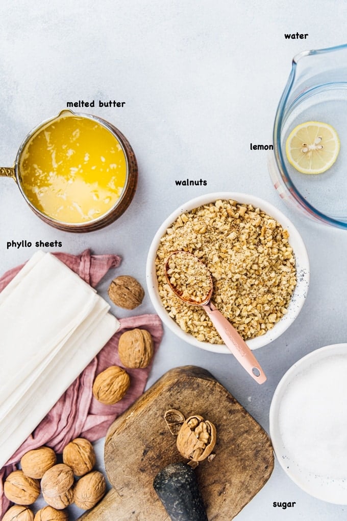 Turkish baklava ingredients