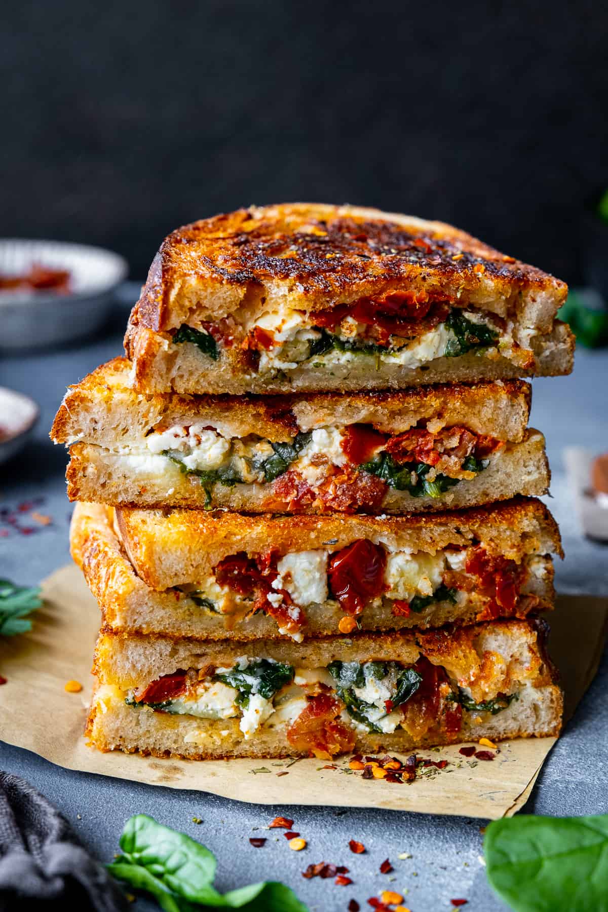 Feta Grilled Cheese Sandwich with Spinach