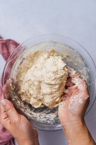 kneading dough for rolls