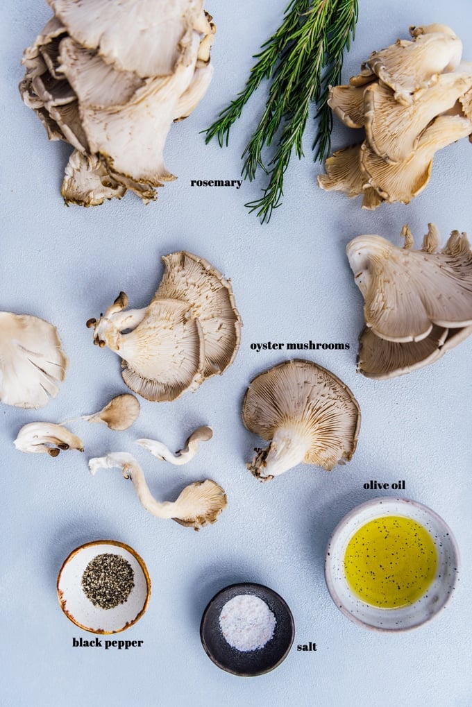Ingredients for oyster mushroom recipe roasted in oven