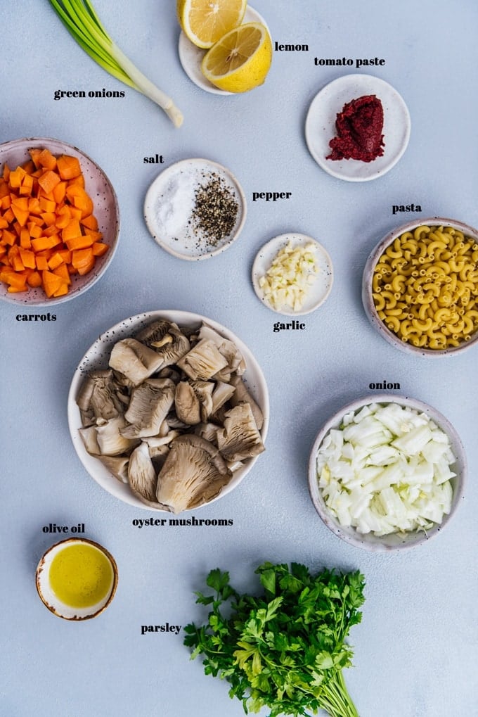 Oyster mushroom soup ingredients