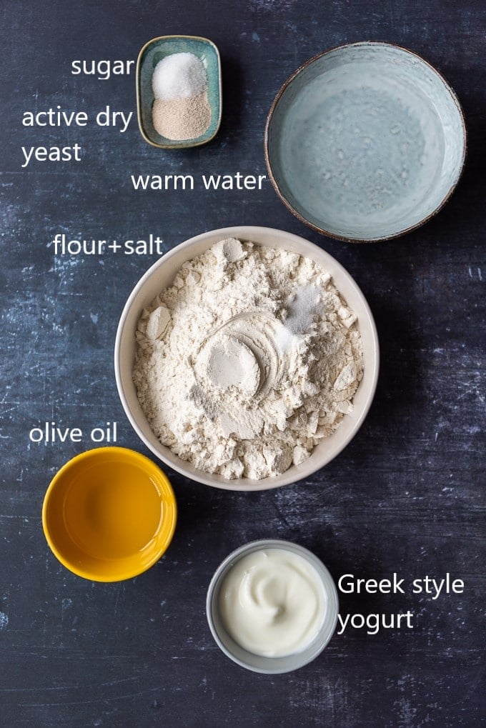 Turkish pan bread ingredients photography