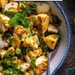 Pinterest-style image of Turkish egg salad in a bowl with fresh herbs and spices, labeled “Turkish Egg Salad” and giverecipe.com.